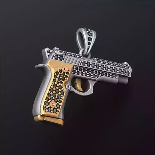 Jewelry Gun Pendant With Diamonds 3D print model