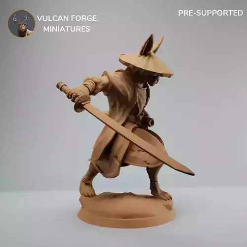 Harengon Samurai Rabbit Folk Samurai Attacking 3D print model