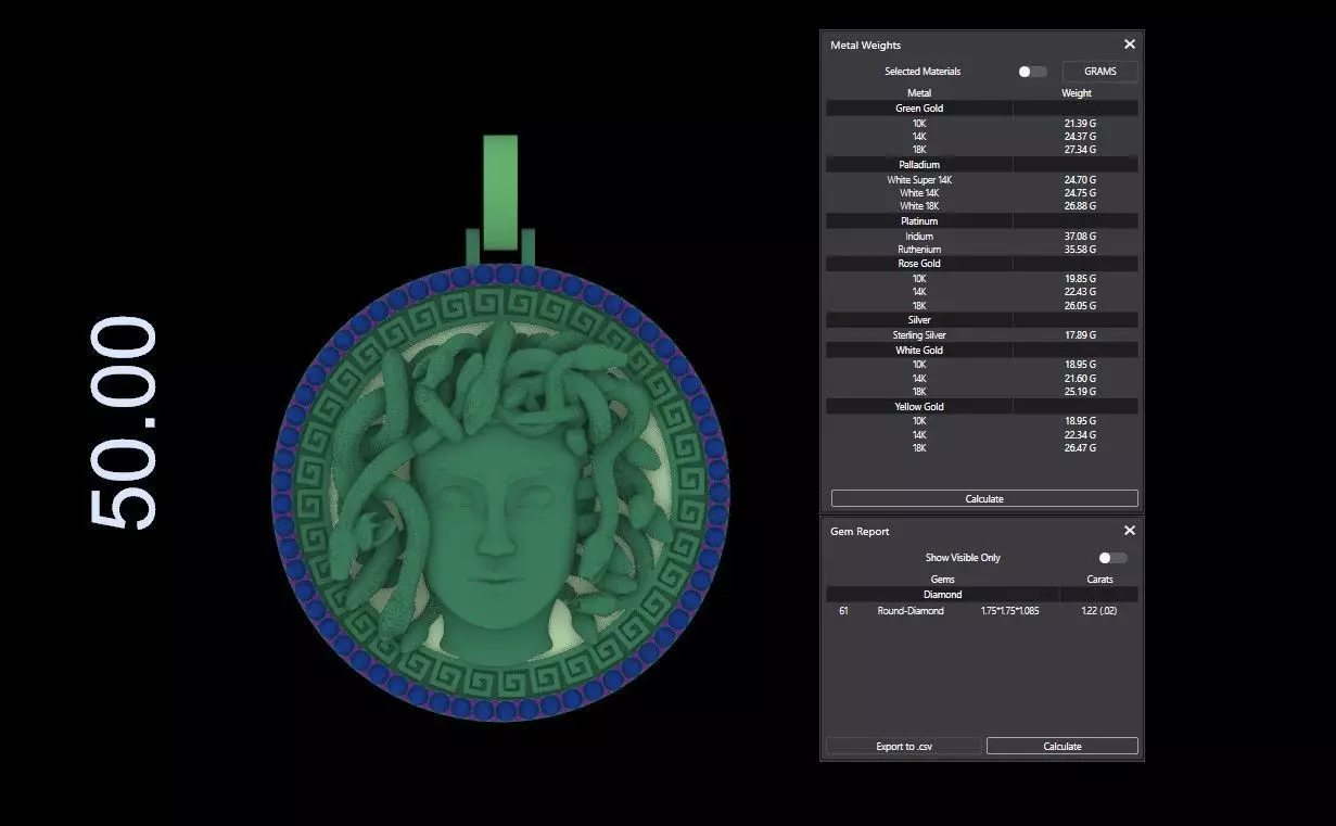 Medusa with Diamond Round 3D print model_2