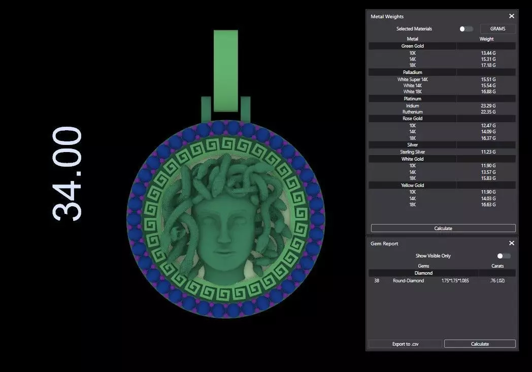 Medusa with Diamond Round 3D print model_1
