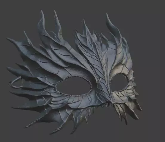 Black Dragonscale Masquerade Mask 3D print model_4