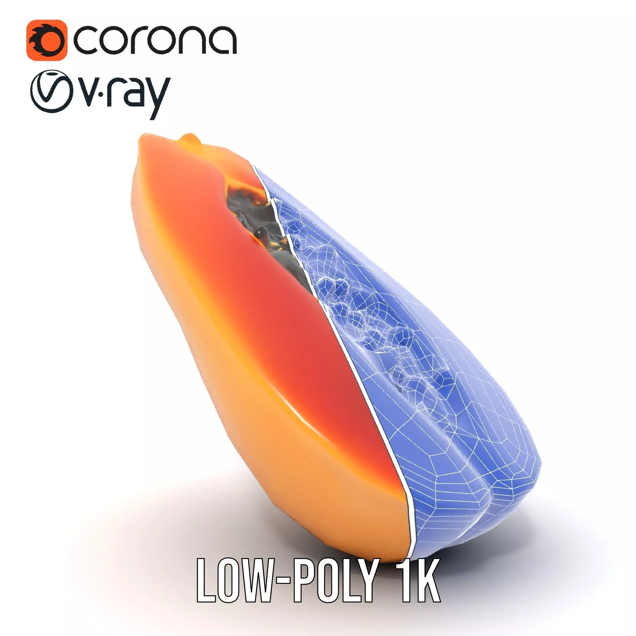 Vibrant Papaya Slice model pack Low-poly 3D model_30
