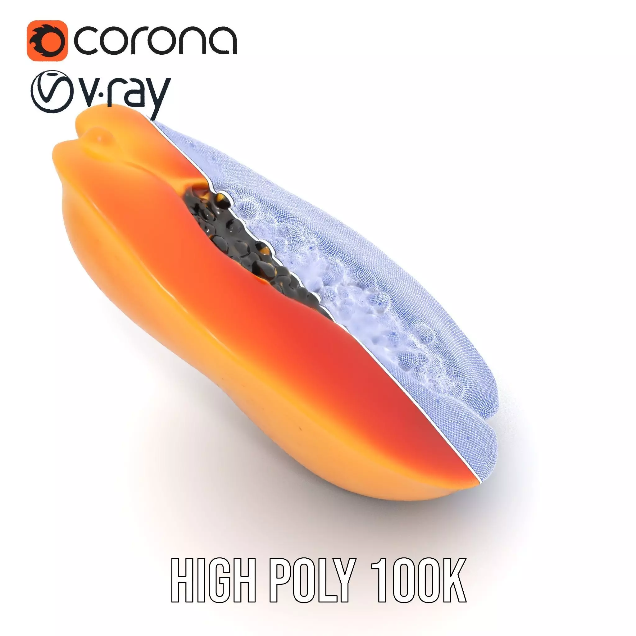 Vibrant Papaya Slice model pack Low-poly 3D model_33