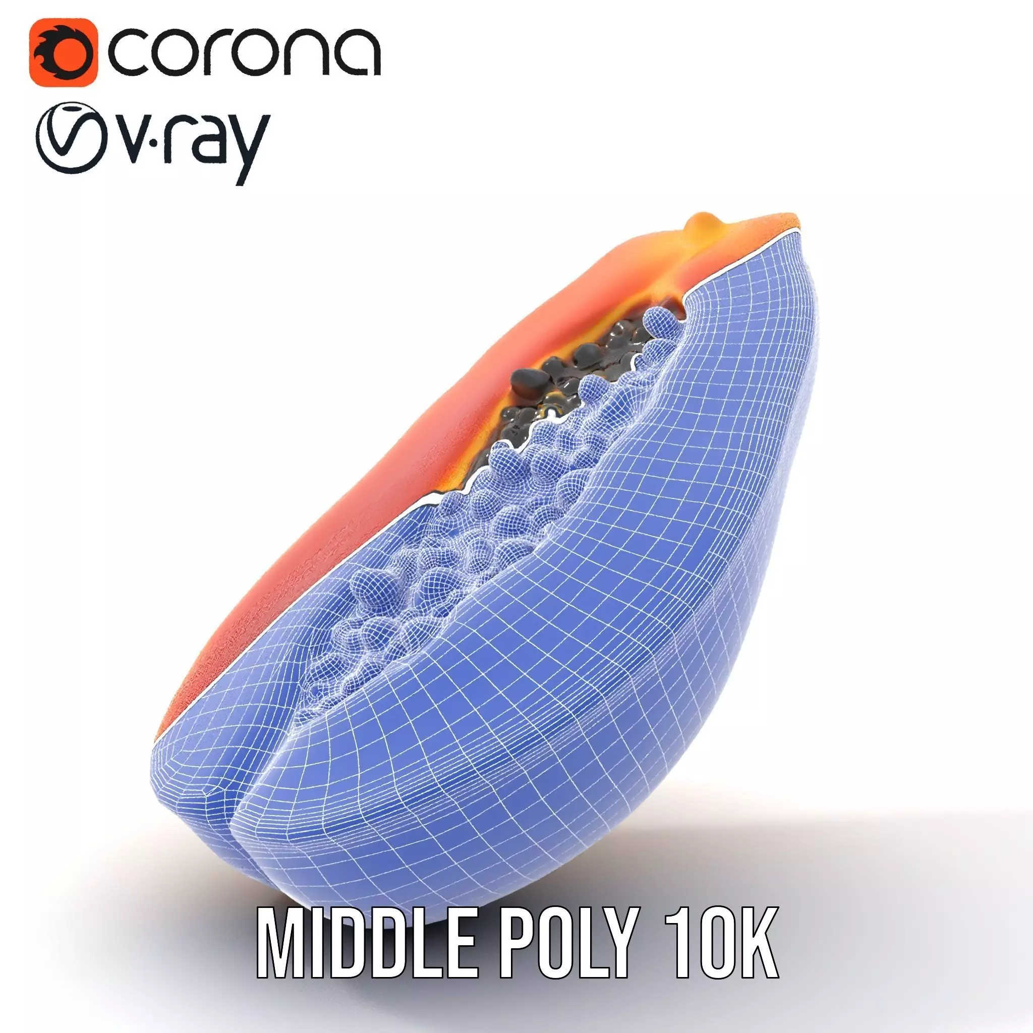 Vibrant Papaya Slice model pack Low-poly 3D model_26