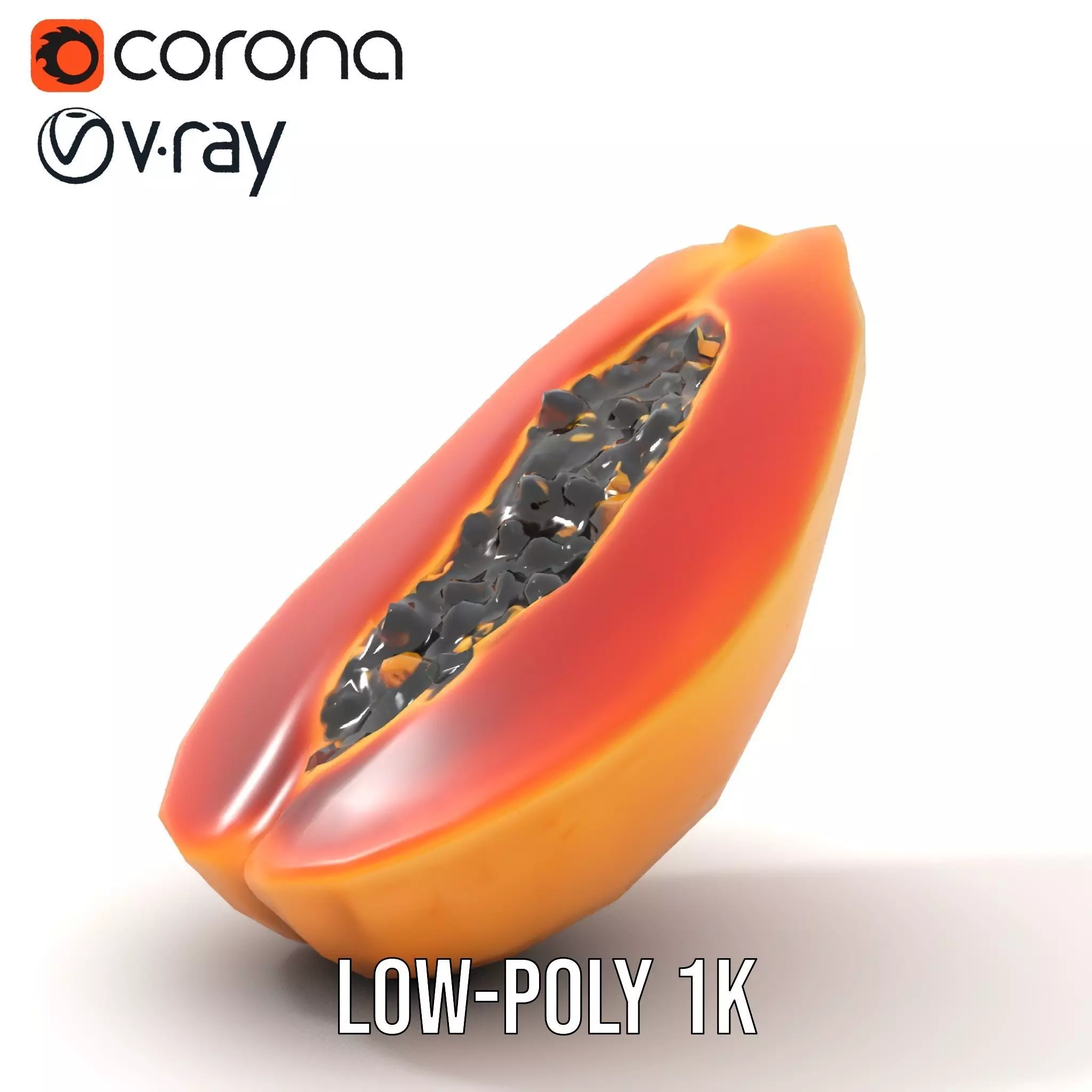 Vibrant Papaya Slice model pack Low-poly 3D model_14
