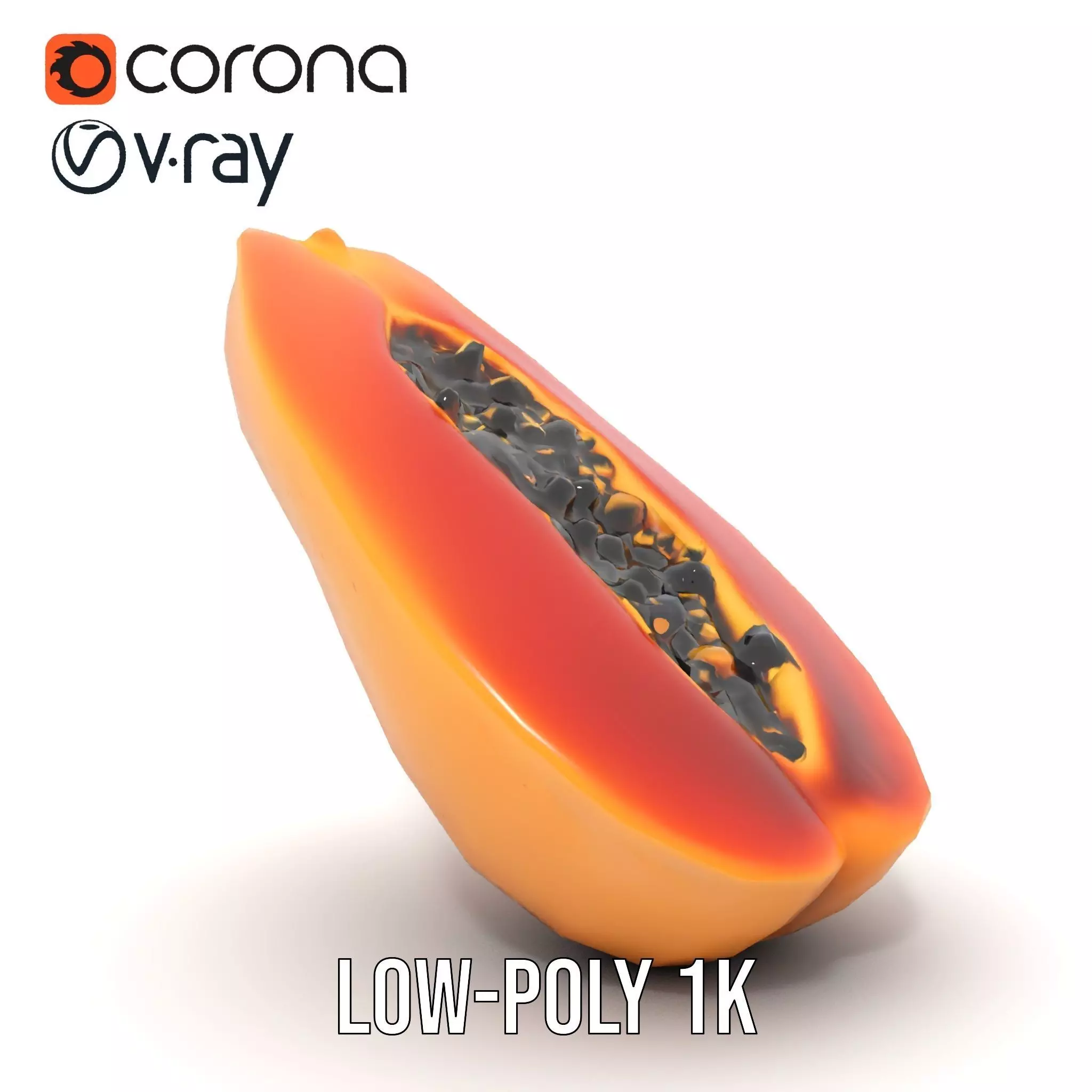 Vibrant Papaya Slice model pack Low-poly 3D model_21