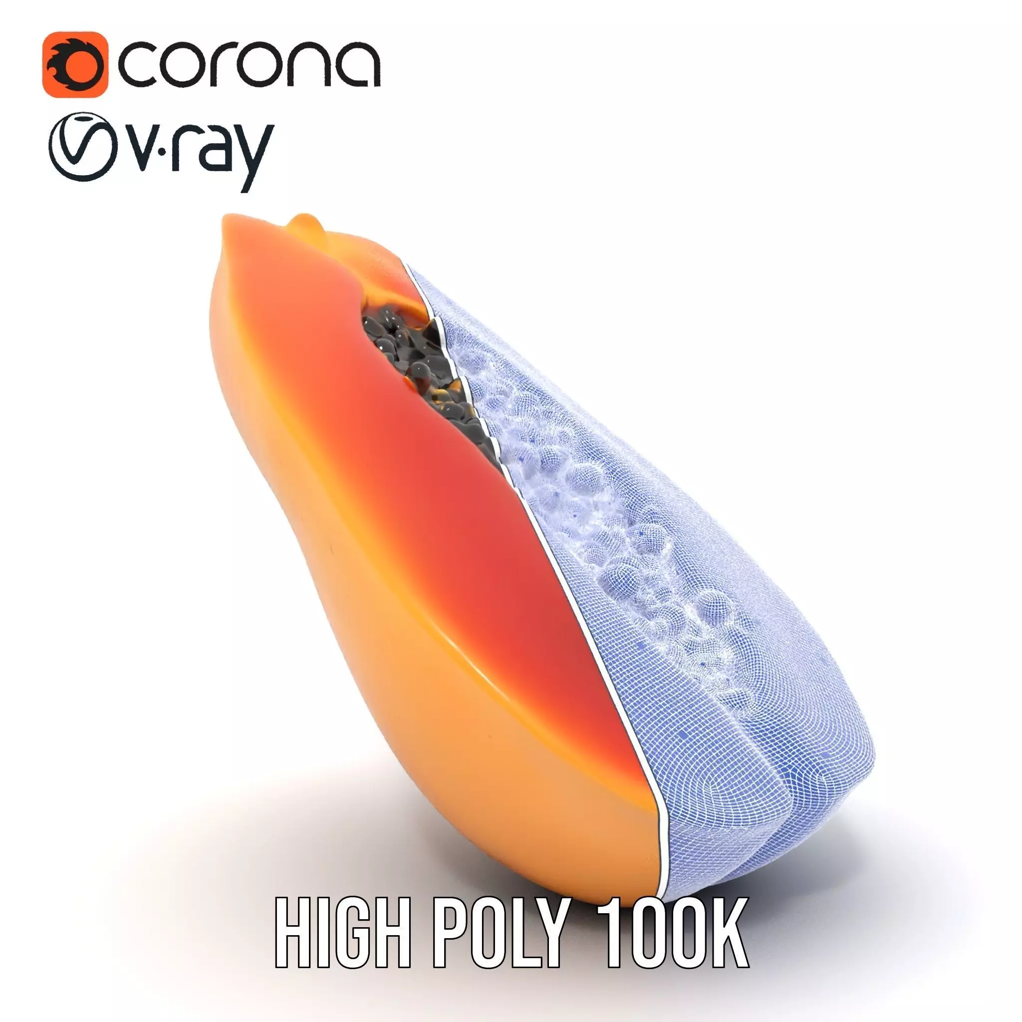 Vibrant Papaya Slice model pack Low-poly 3D model_25