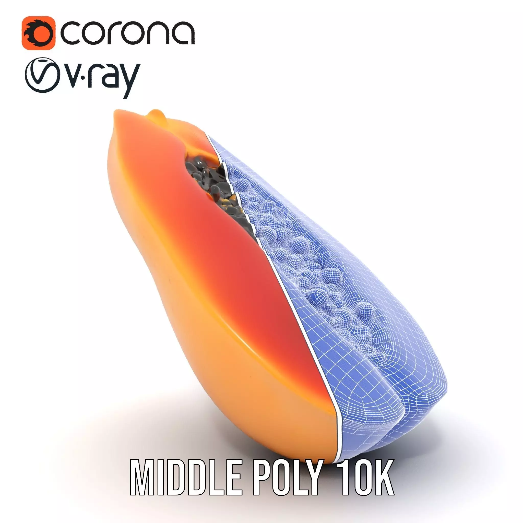 Vibrant Papaya Slice model pack Low-poly 3D model_29