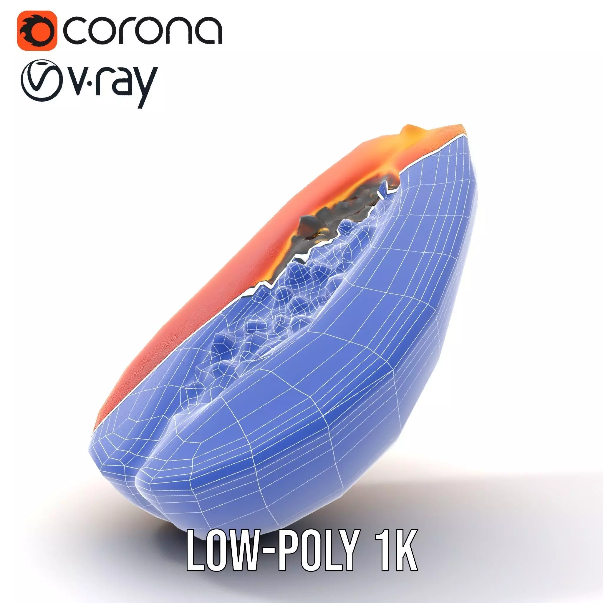 Vibrant Papaya Slice model pack Low-poly 3D model_27