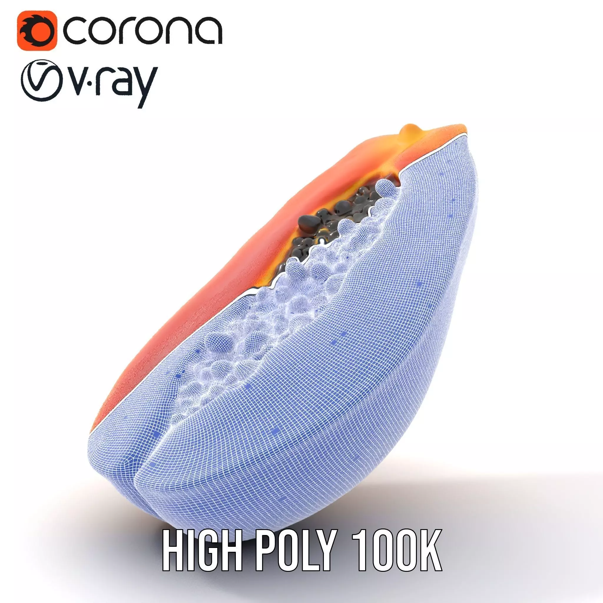 Vibrant Papaya Slice model pack Low-poly 3D model_28