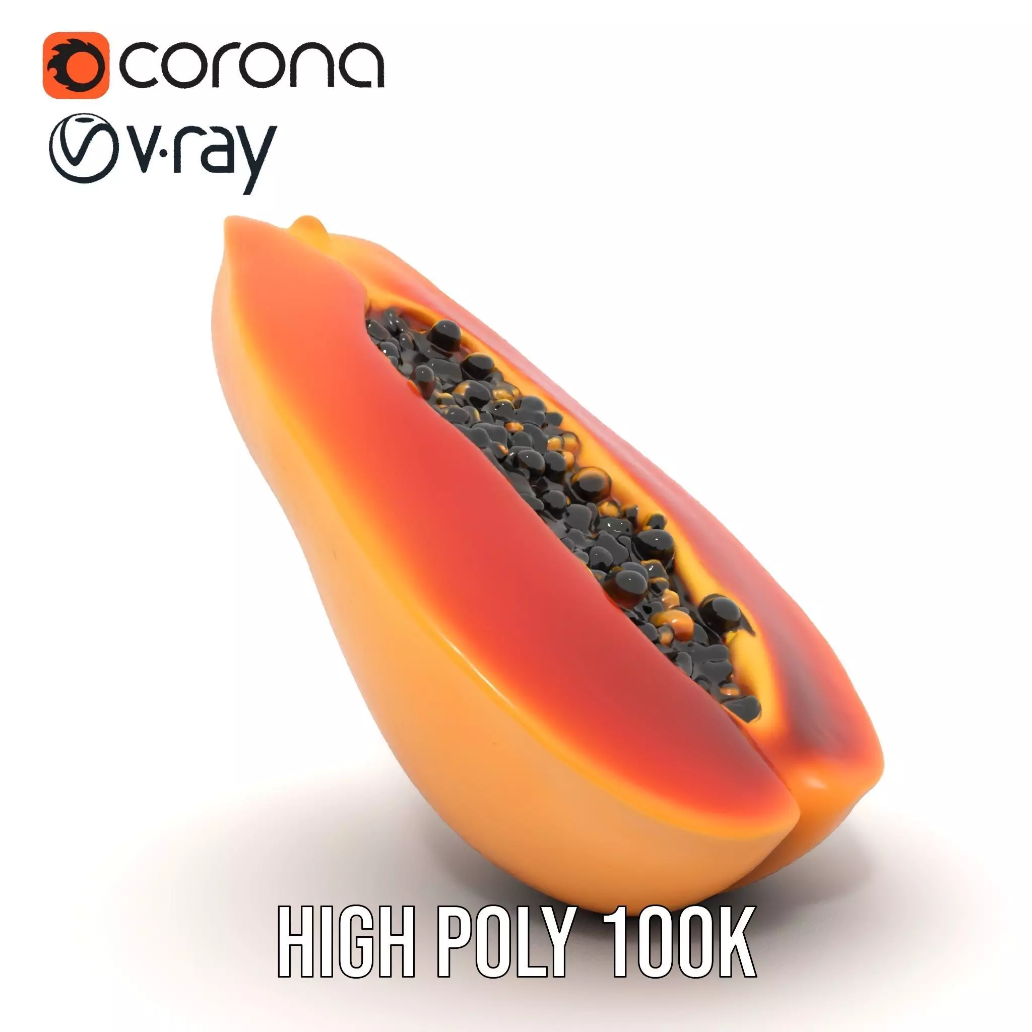 Vibrant Papaya Slice model pack Low-poly 3D model_17