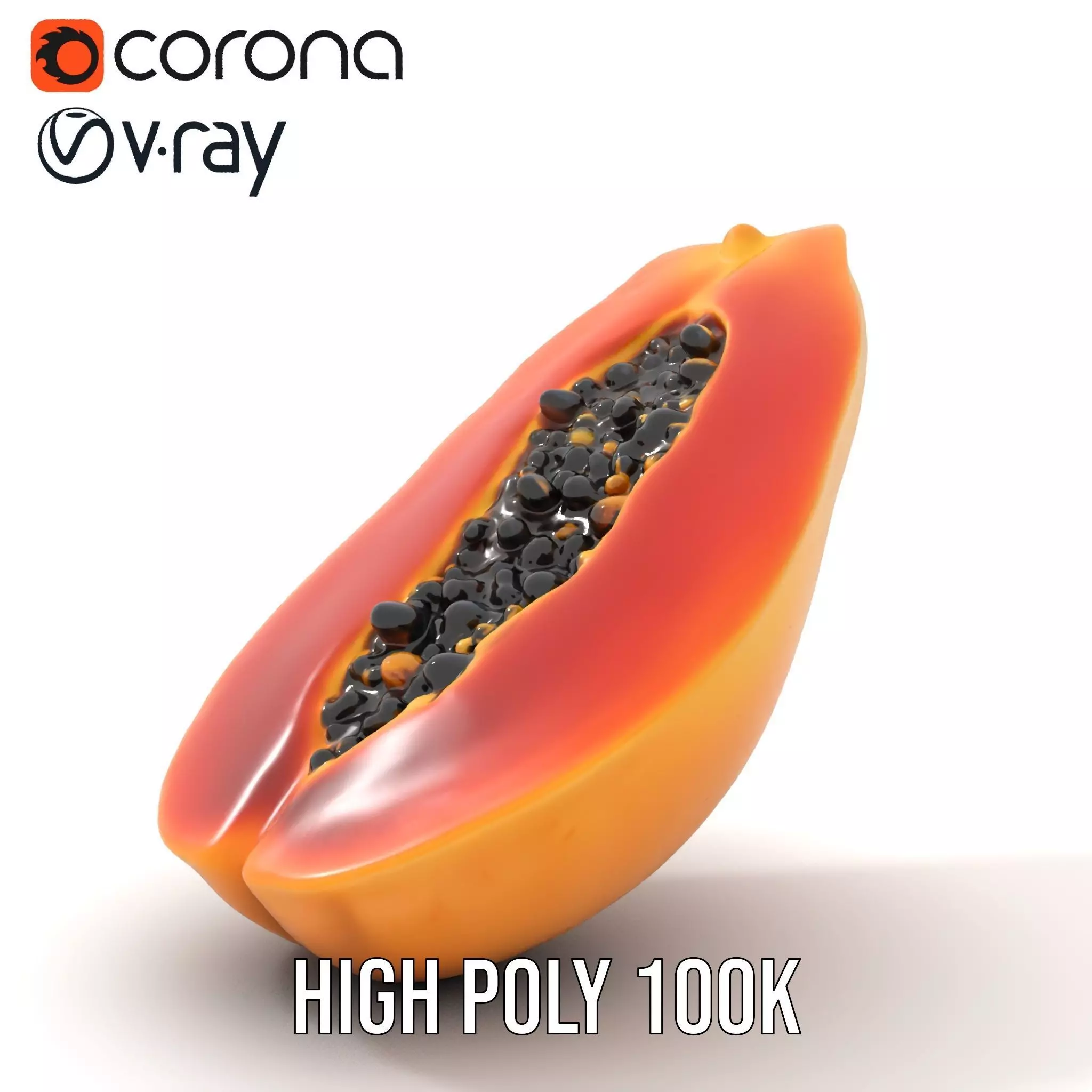 Vibrant Papaya Slice model pack Low-poly 3D model_31