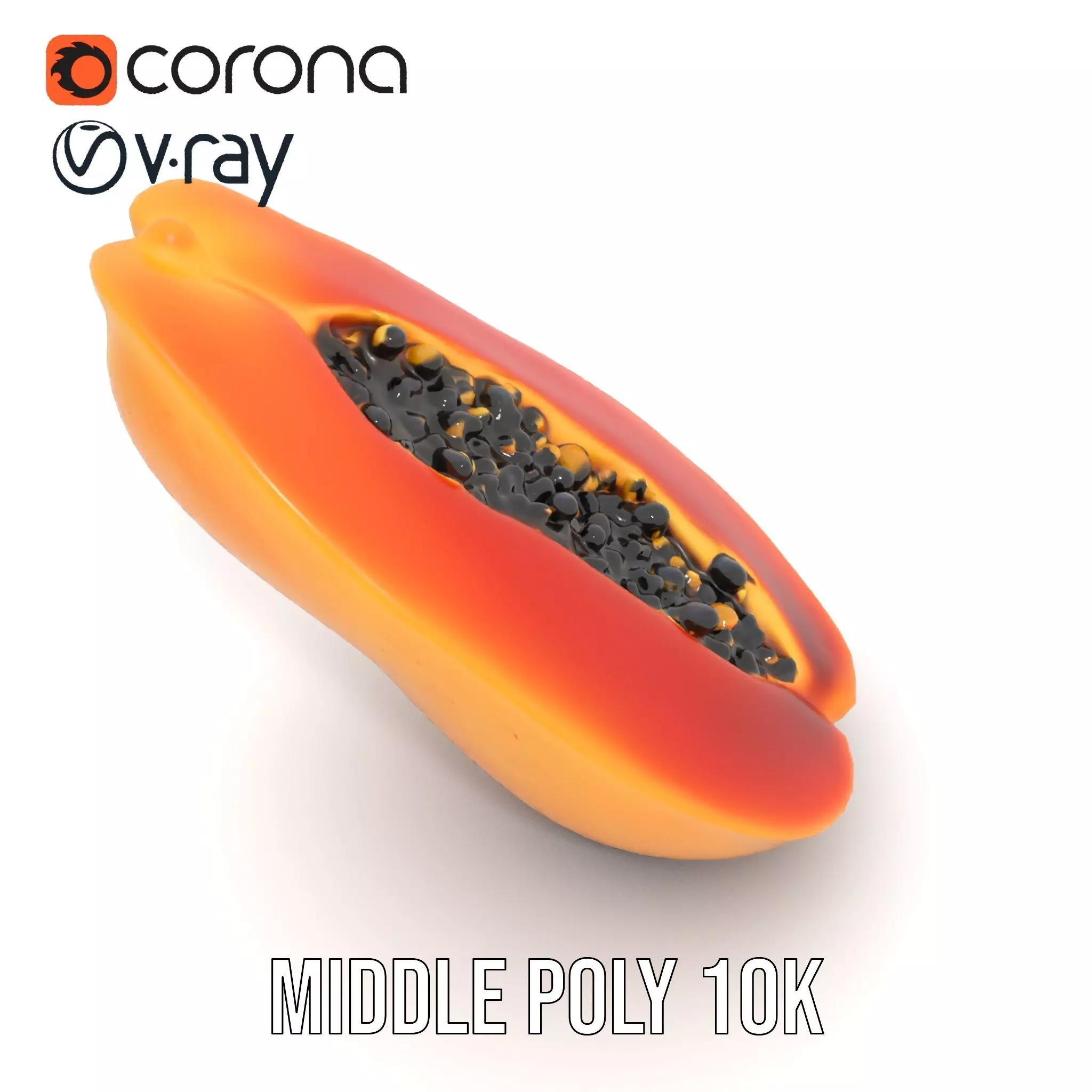 Vibrant Papaya Slice model pack Low-poly 3D model_5