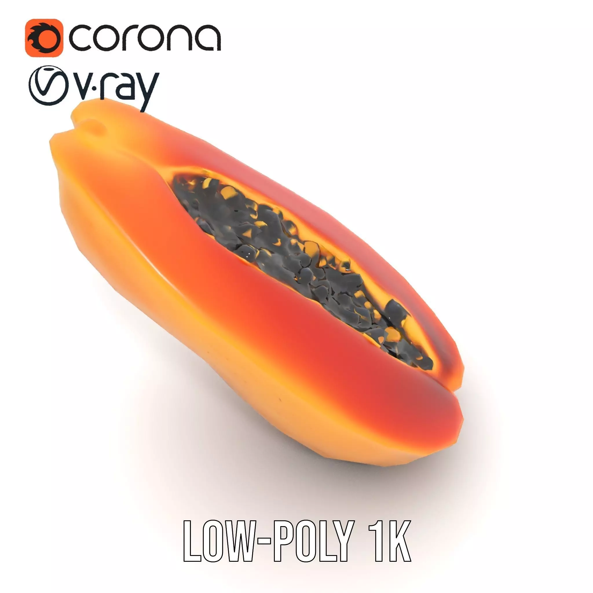 Vibrant Papaya Slice model pack Low-poly 3D model_9