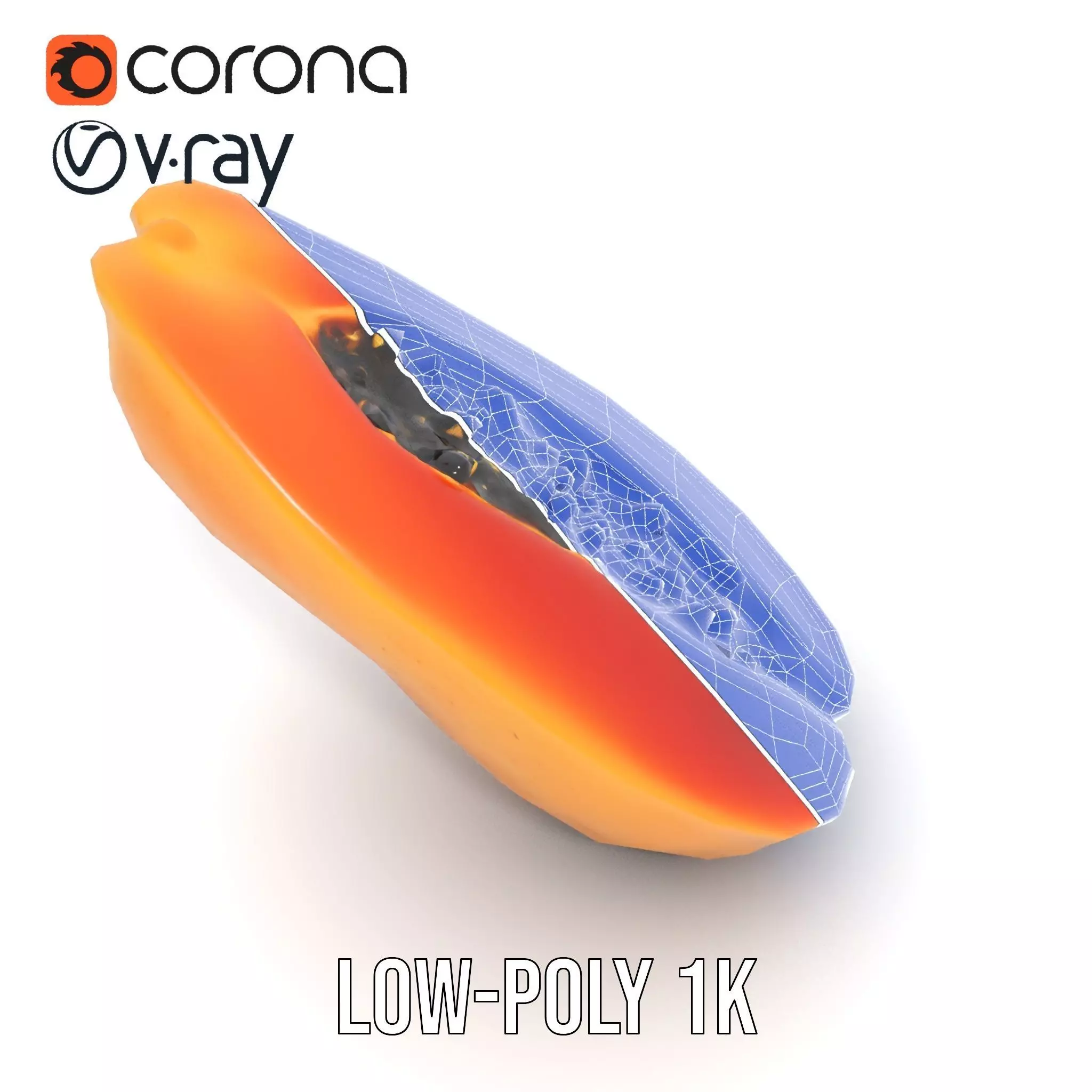 Vibrant Papaya Slice model pack Low-poly 3D model_24