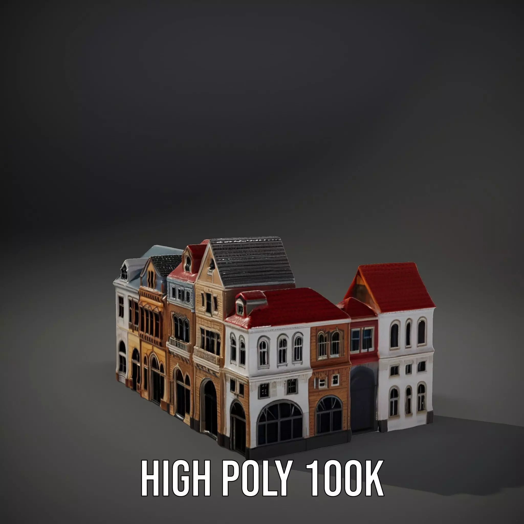 European Townhouse Facade model pack Low-poly 3D model_10