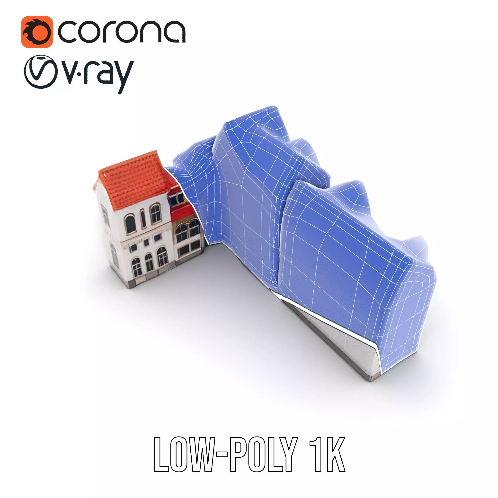 European Townhouse Facade model pack Low-poly 3D model_27