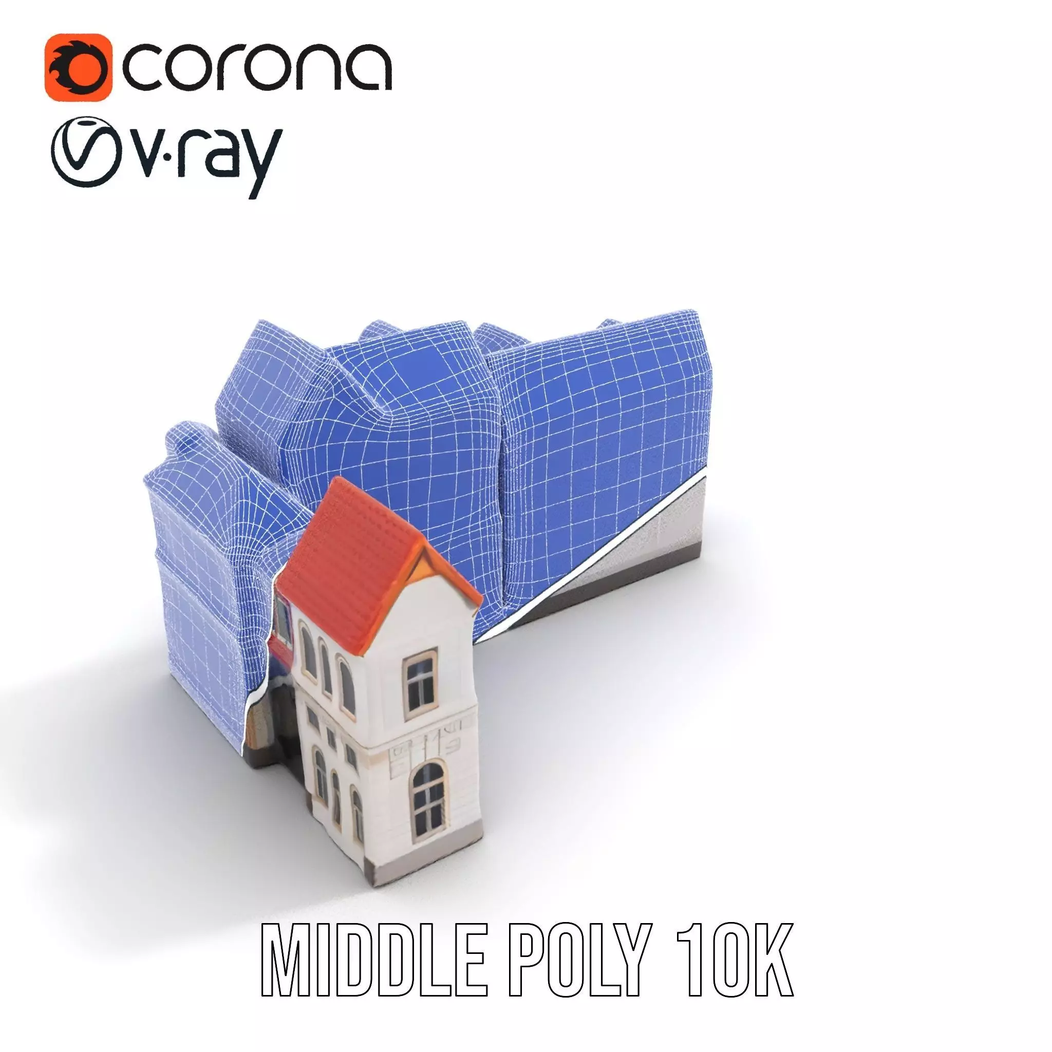 European Townhouse Facade model pack Low-poly 3D model_18