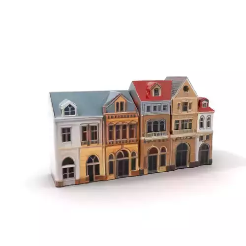 European Townhouse Facade model pack Low-poly 3D model European Townhouse Facade model pack Low-poly 3D model