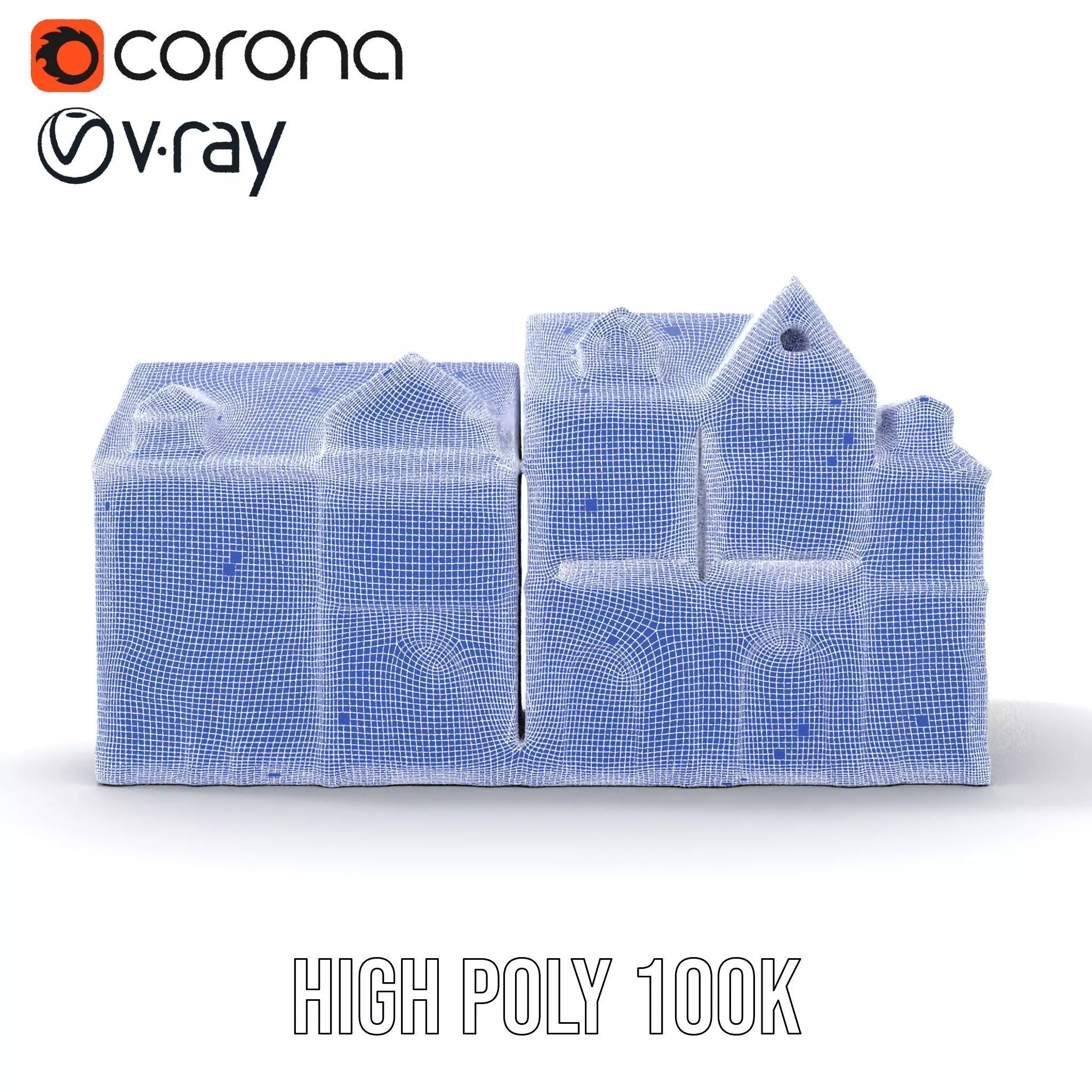 European Townhouse Facade model pack Low-poly 3D model_31