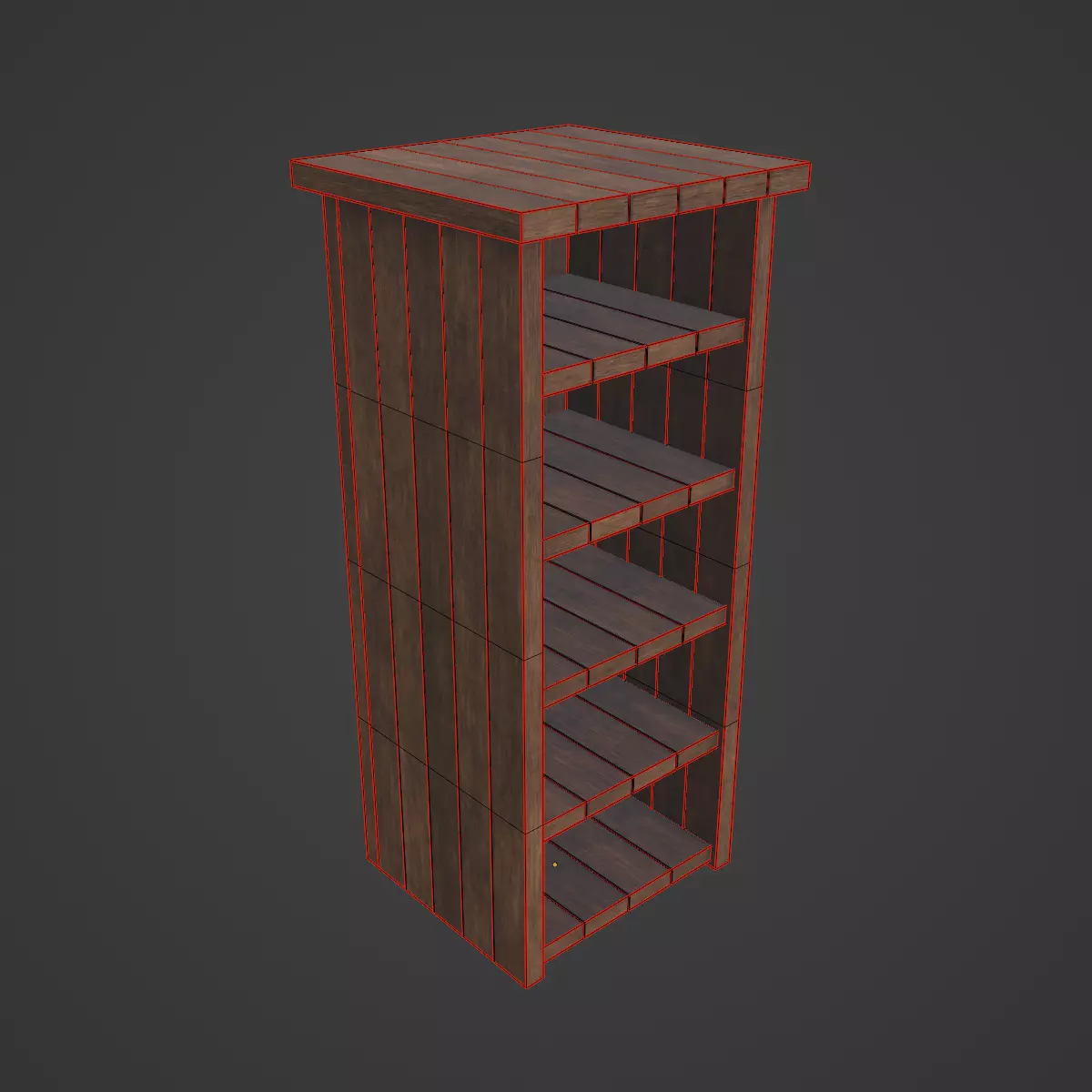 Medieval Tall Shelf 04 Low-poly 3D model_7