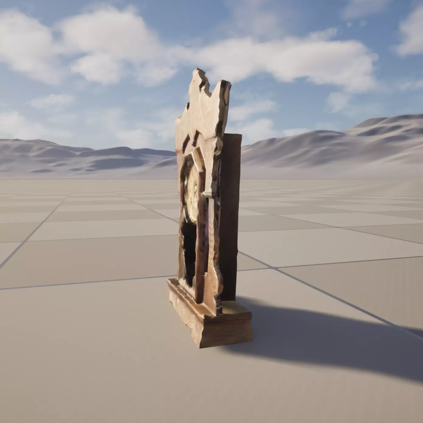 Antique Wooden Mantel Clock High-Quality 3D Scan Low-poly 3D model_7