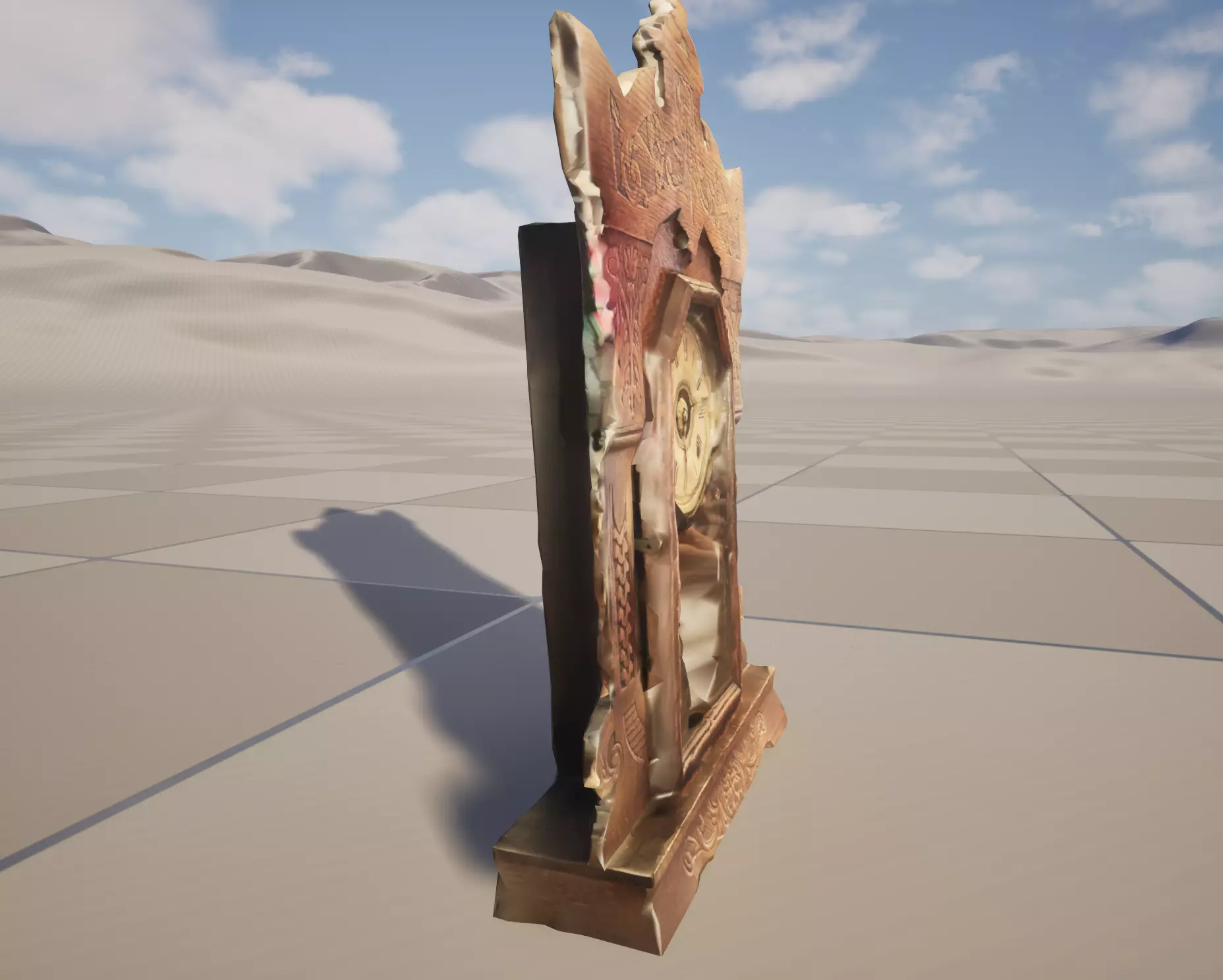 Antique Wooden Mantel Clock High-Quality 3D Scan Low-poly 3D model_3