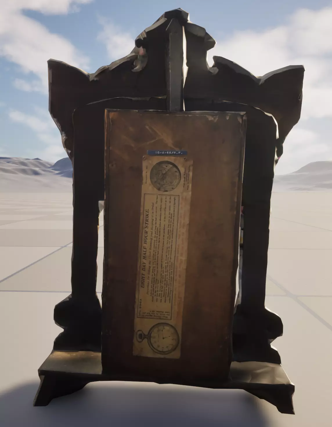 Antique Wooden Mantel Clock High-Quality 3D Scan Low-poly 3D model_5