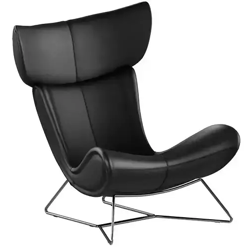 Modern Black Leather Lounge Chair 