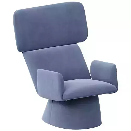 Contemporary Blue Fabric Lounge Chair