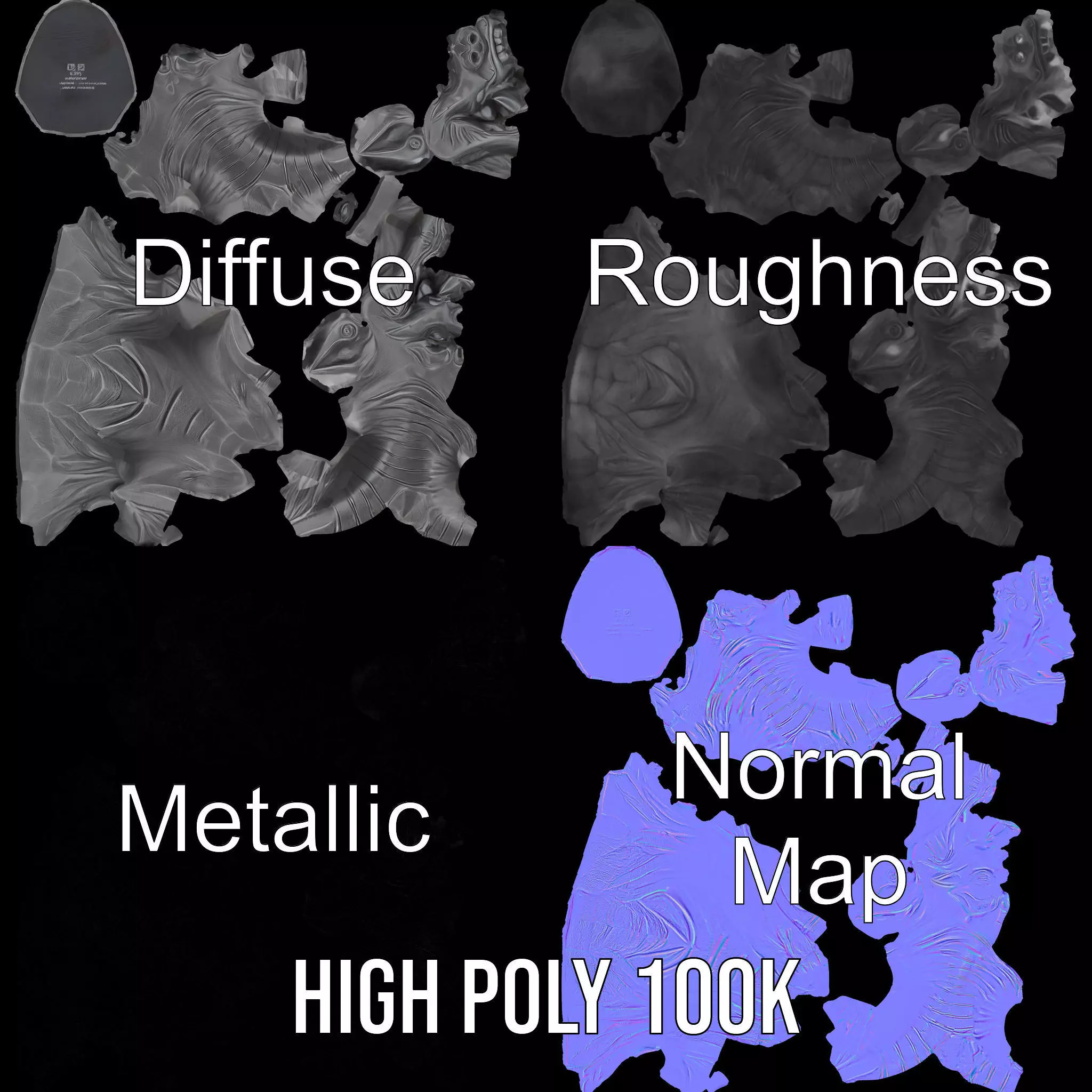 Black Gargoyle model pack Low-poly 3D model_3