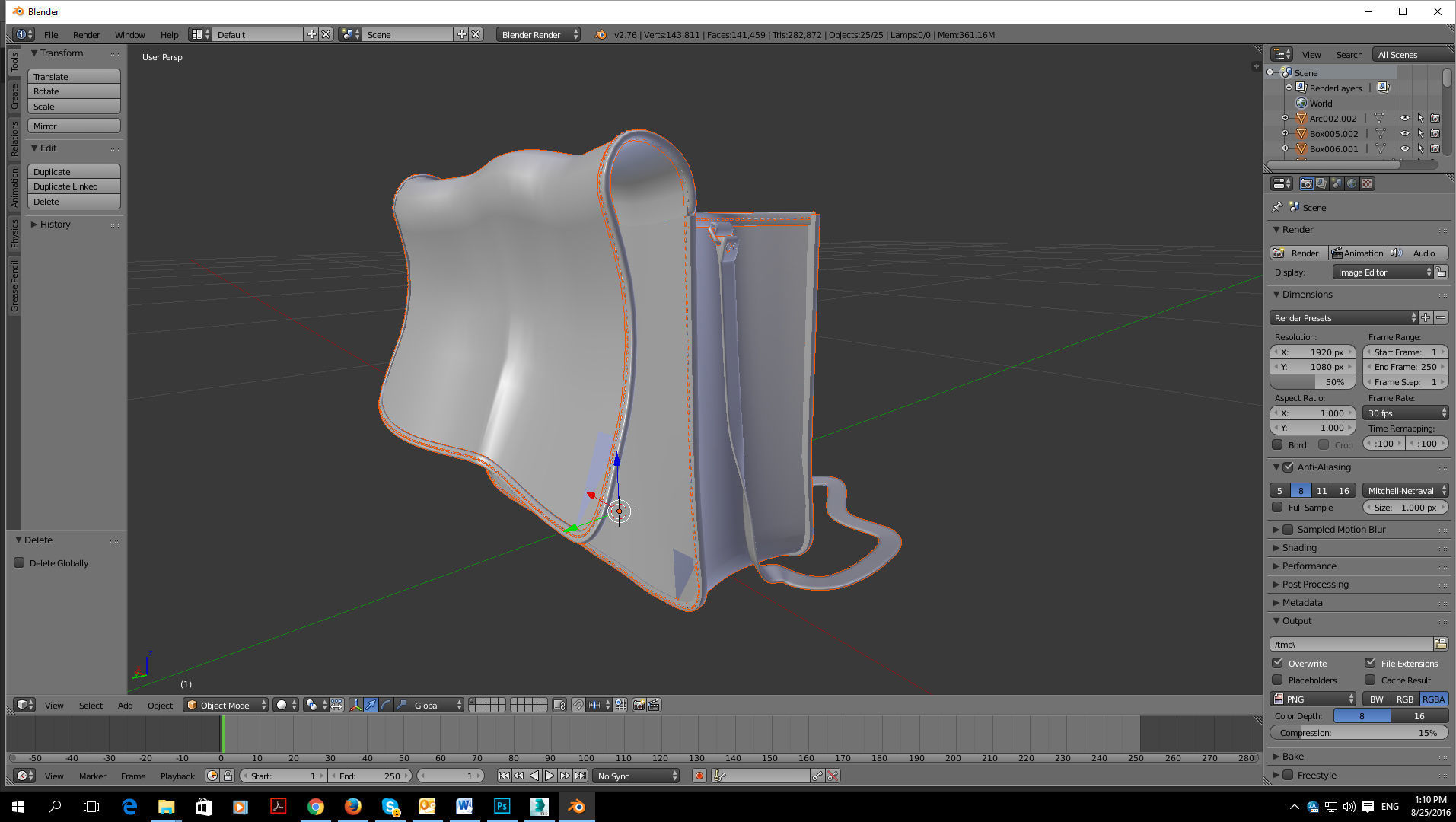 Open leather satchel bag 3D model_9