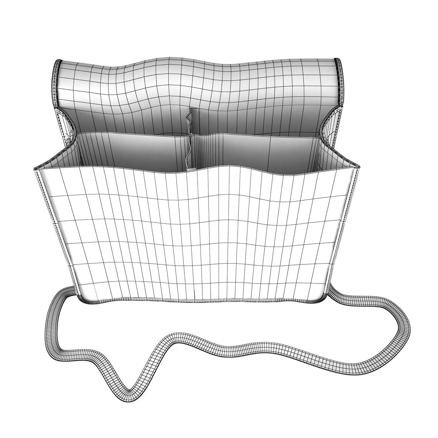 Open leather satchel bag 3D model_5