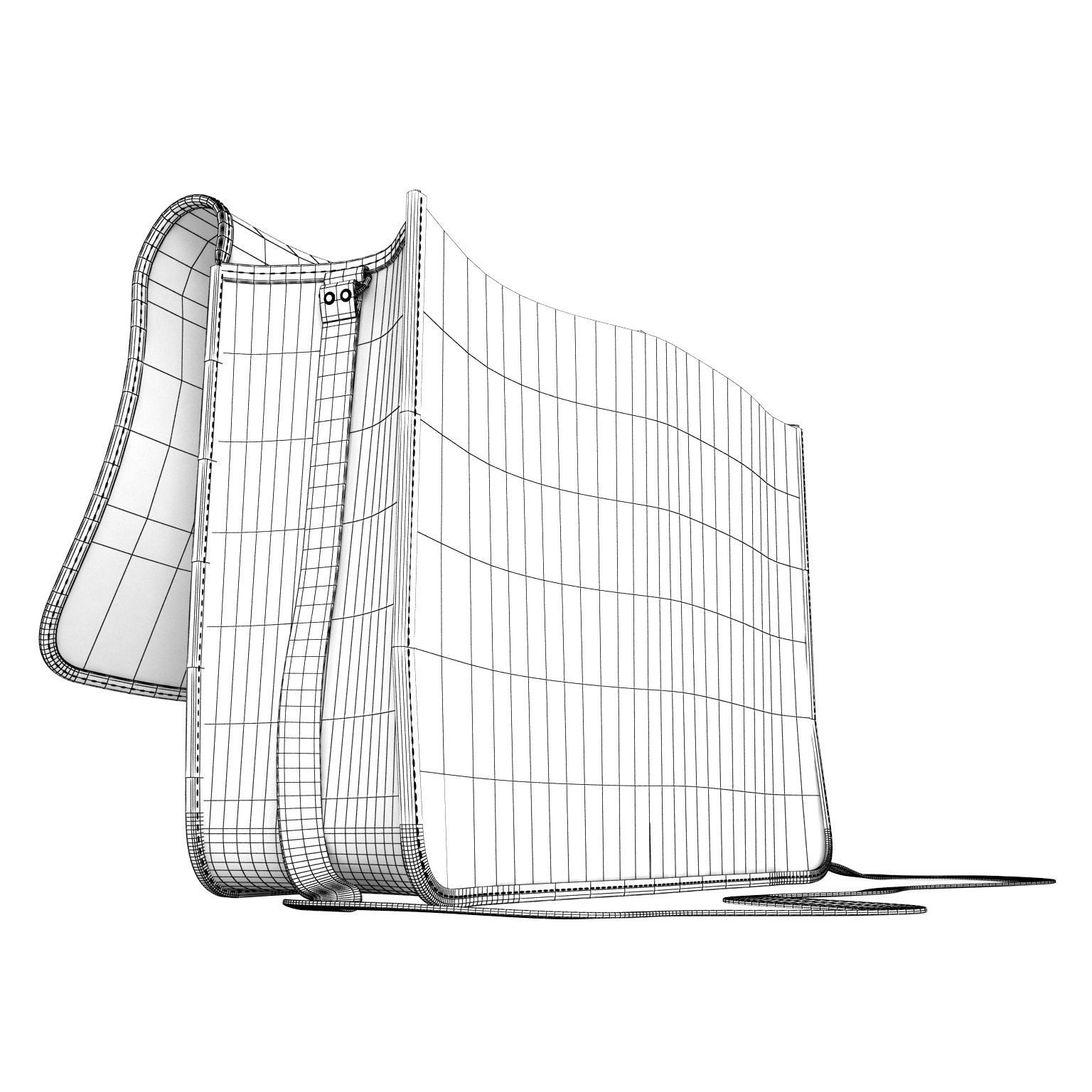 Open leather satchel bag 3D model_1