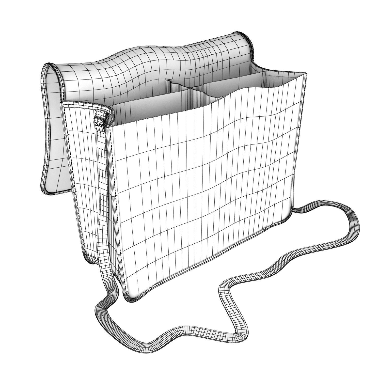 Open leather satchel bag 3D model_3