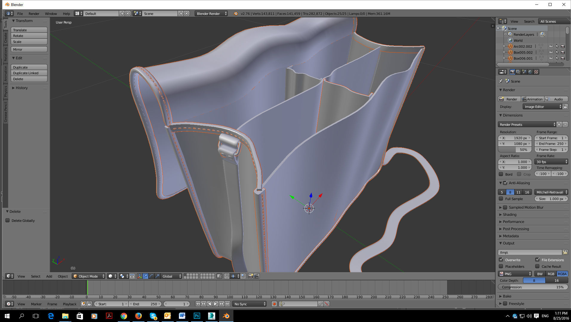 Open leather satchel bag 3D model_7