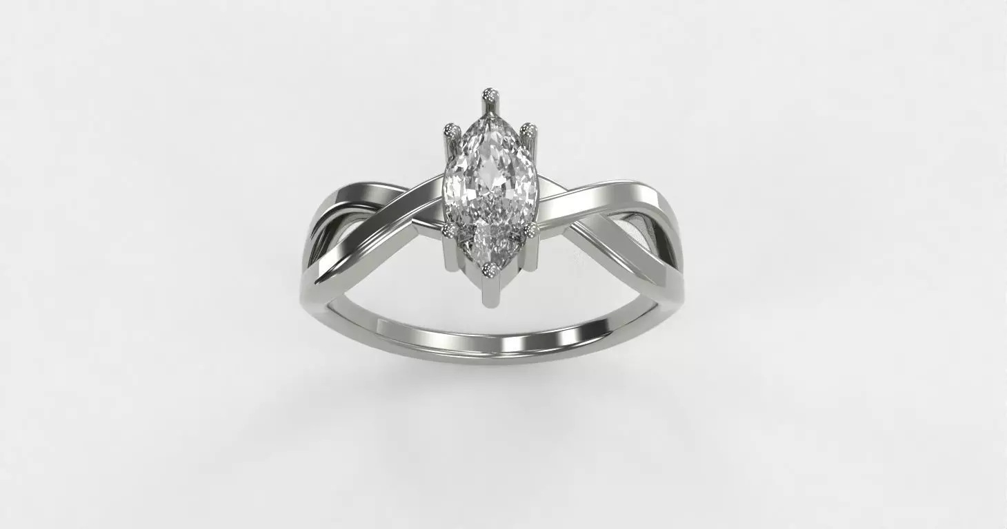 Twisted marquise ring for 3D printing 3D print model_3