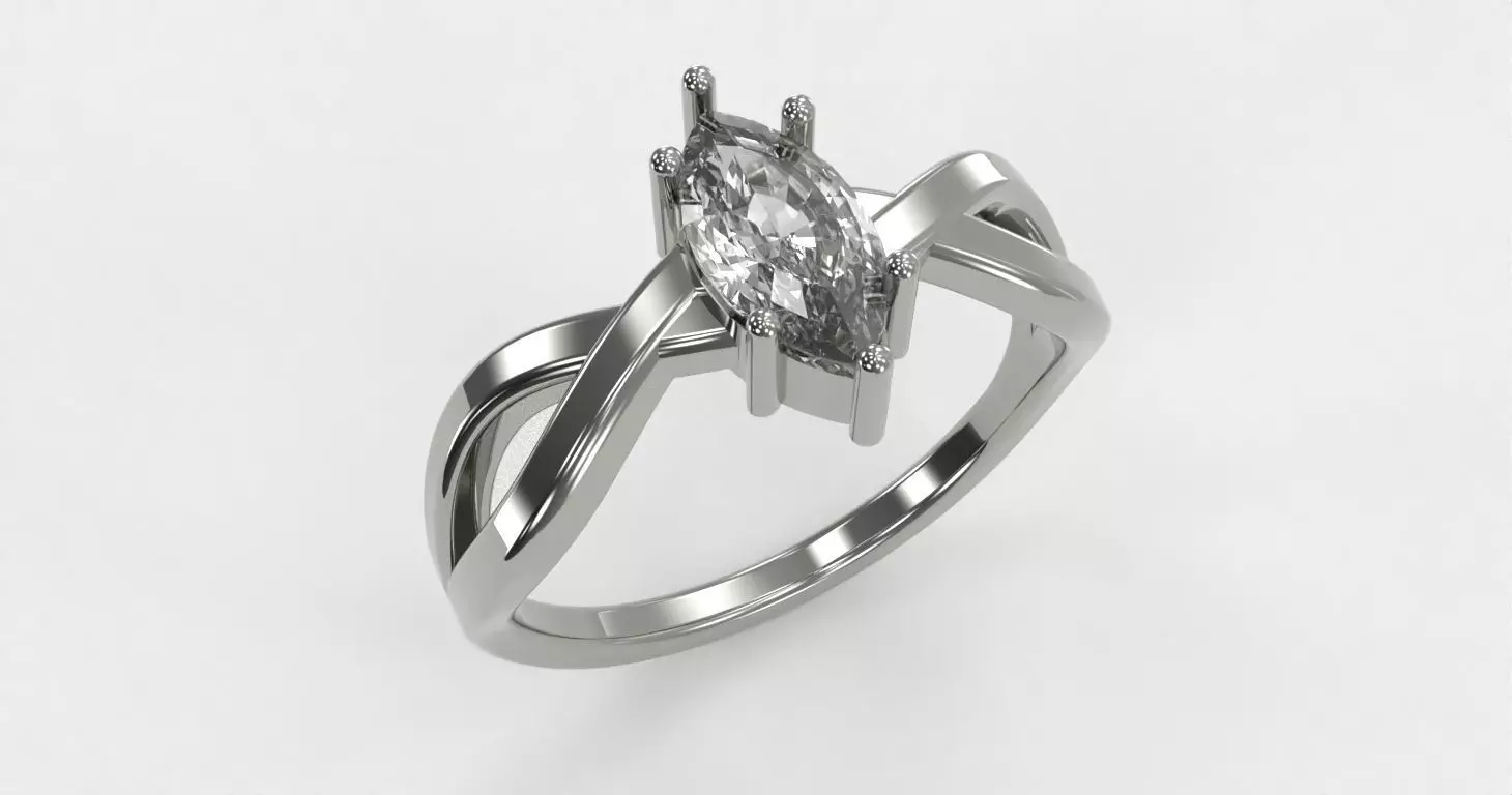 Twisted marquise ring for 3D printing 3D print model_2