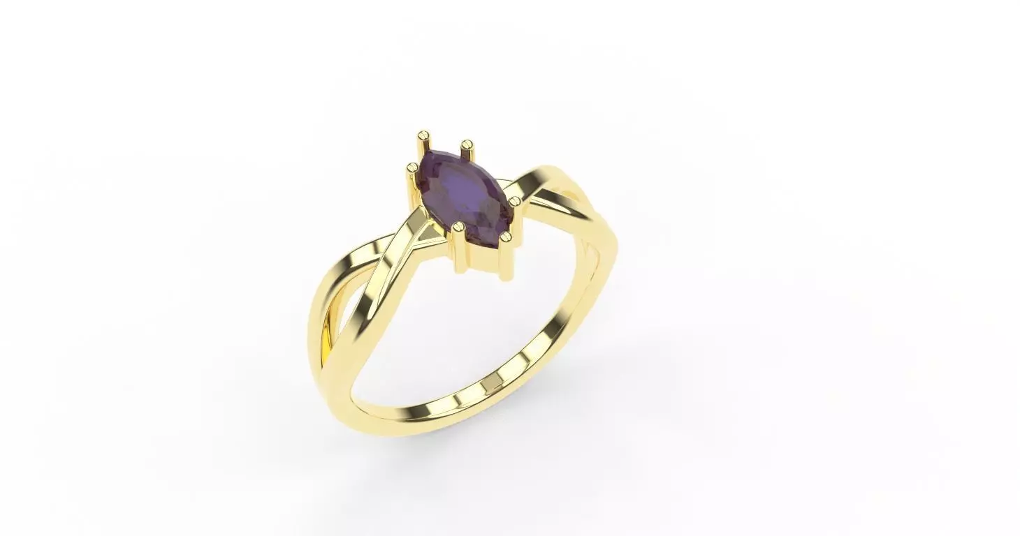 Twisted marquise ring for 3D printing 3D print model_7