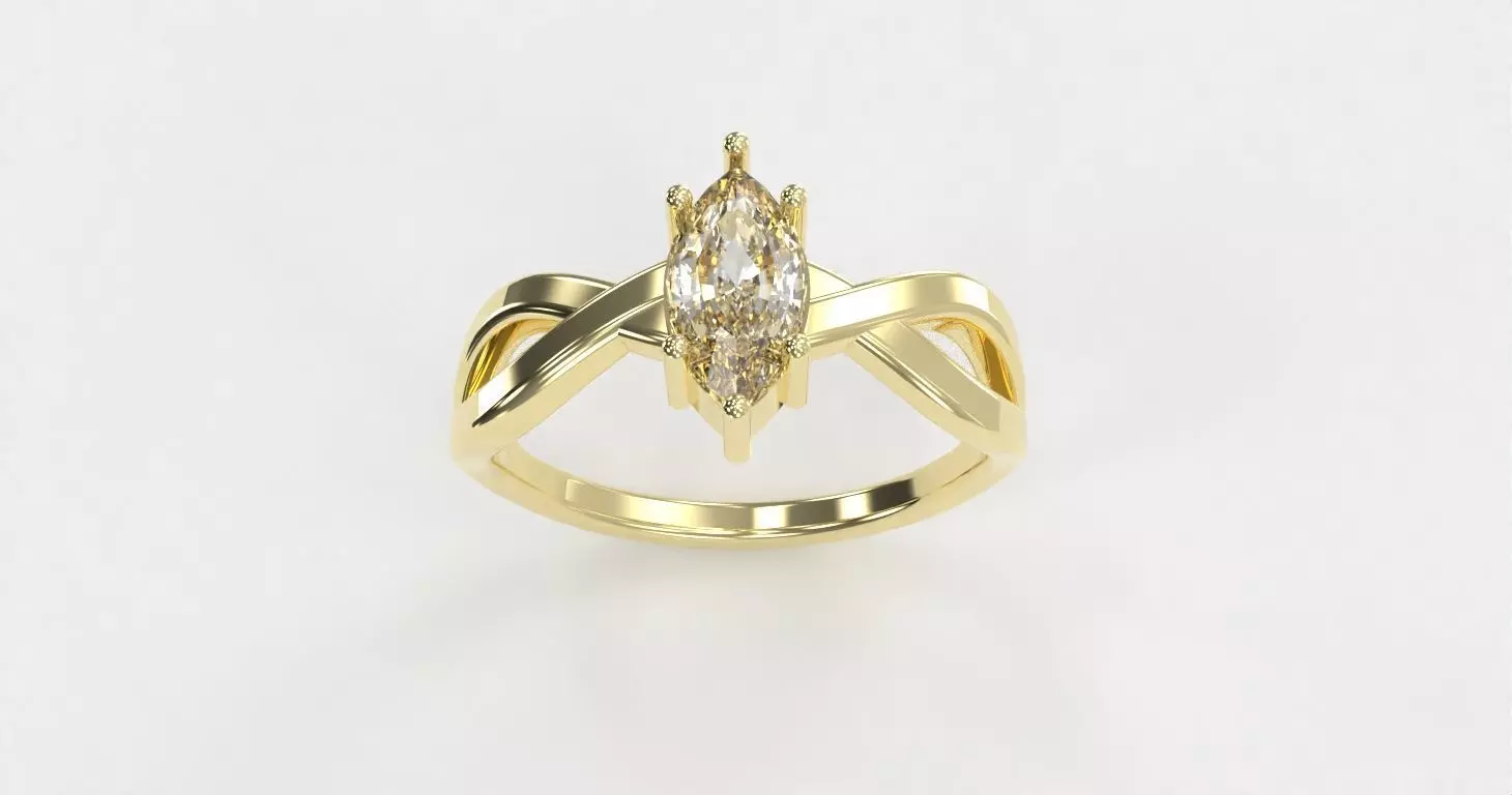 Twisted marquise ring for 3D printing 3D print model_1