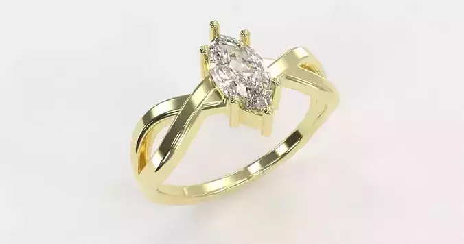 Twisted marquise ring for 3D printing