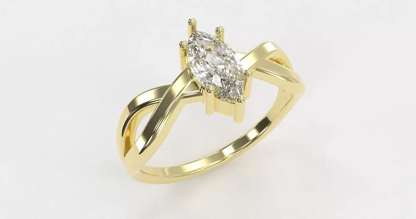 Twisted marquise ring for 3D printing 3D print model_0