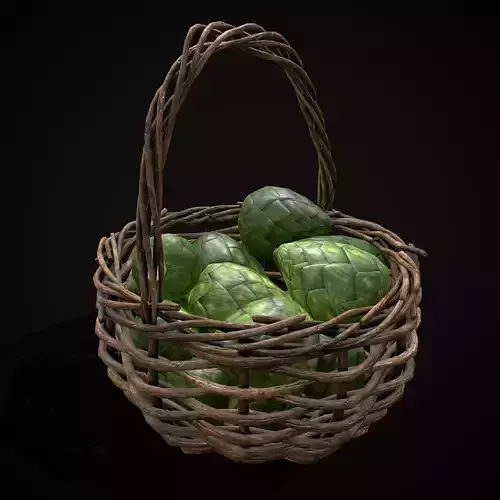 Basket of Artichokes Low-poly 3D model