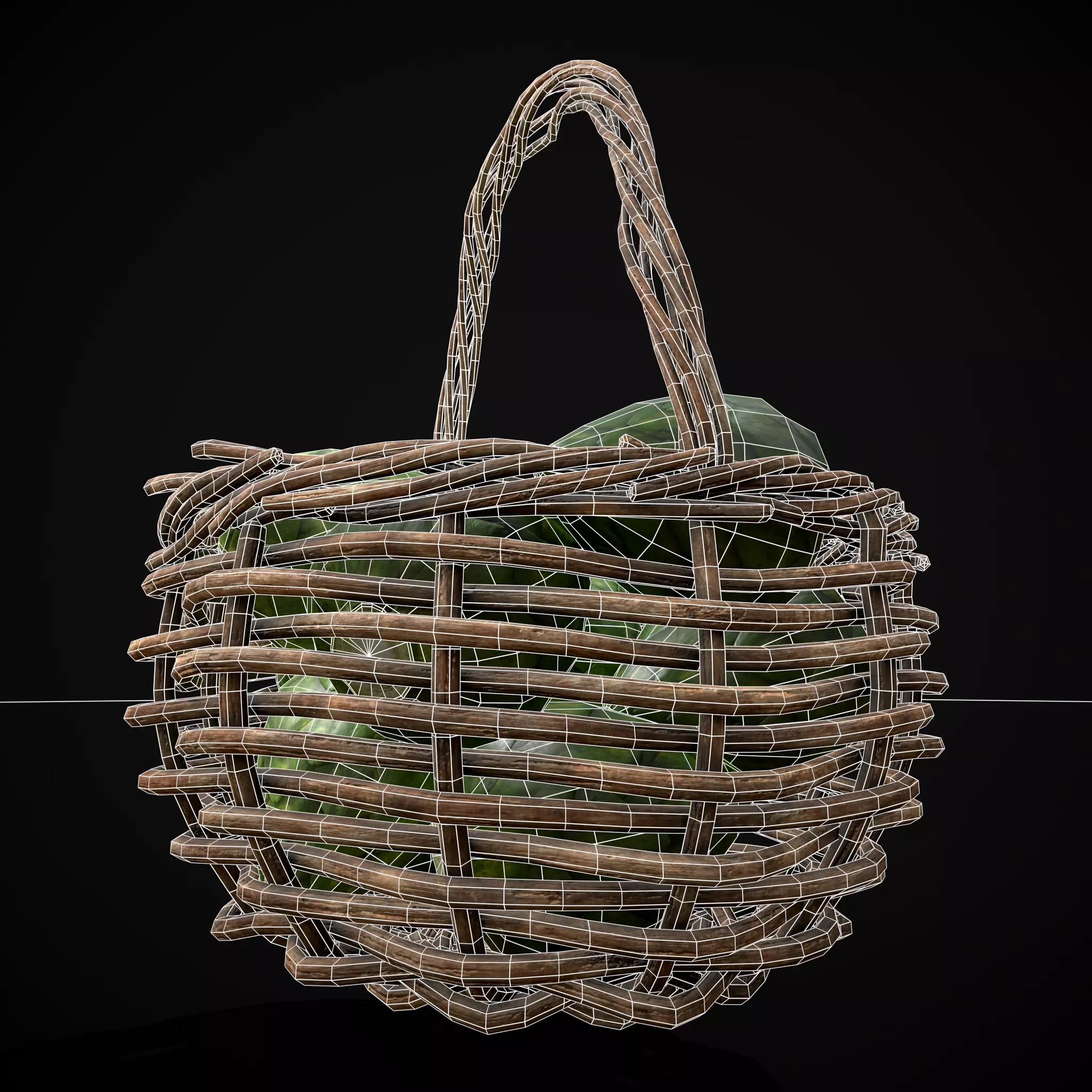 Basket of Artichokes Low-poly 3D model_14
