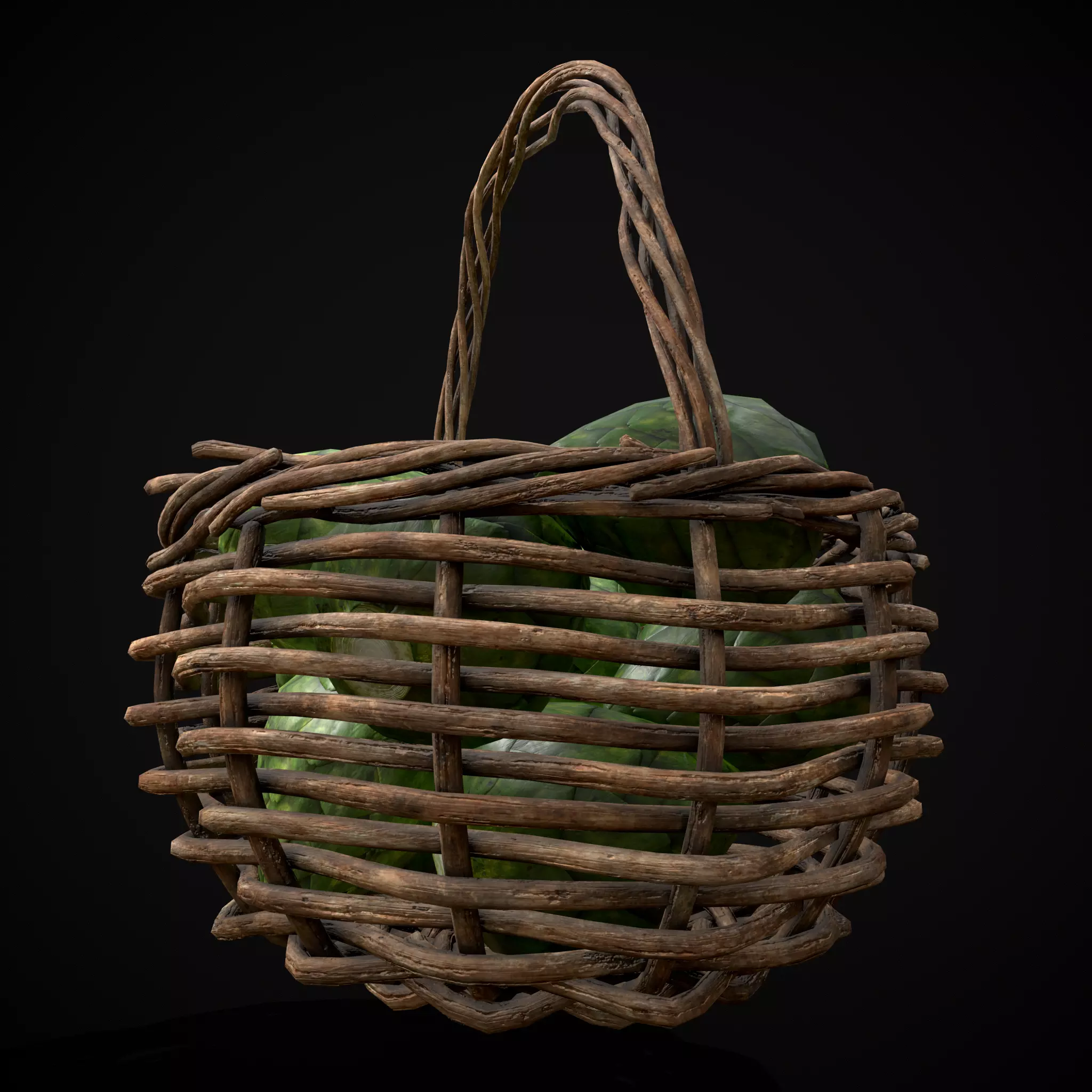 Basket of Artichokes Low-poly 3D model_13