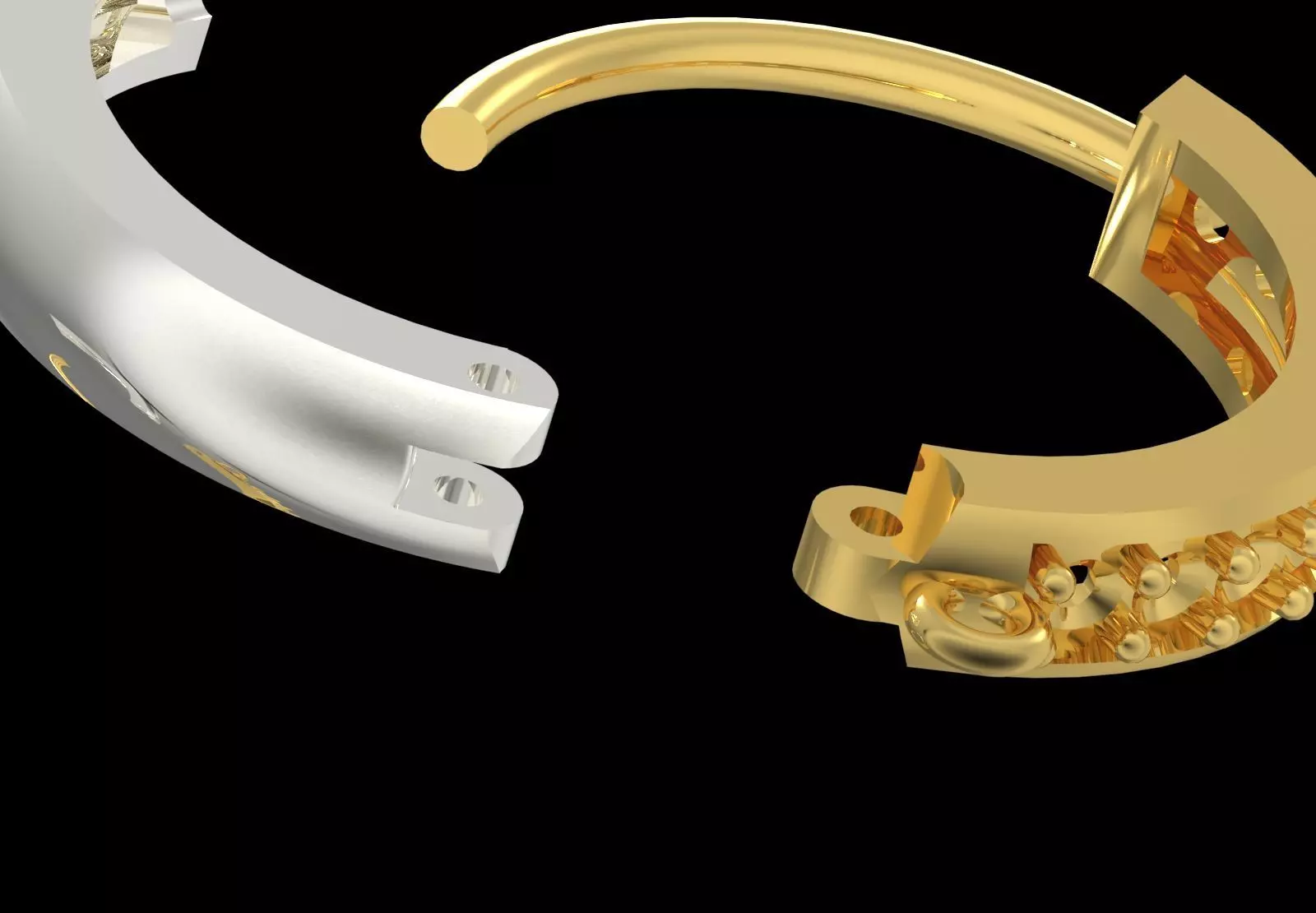 Two-tone Gold Hoop stl 3dm Earring with Diamonds Model gl0025 3D print model_17