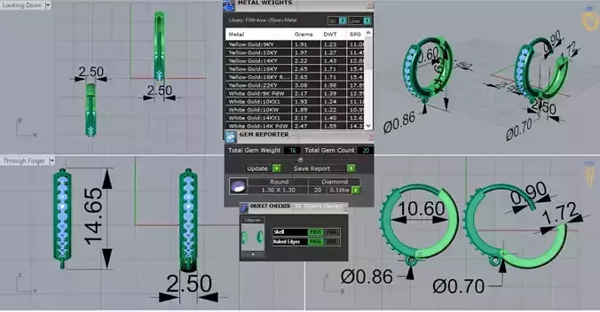 Two-tone Gold Hoop stl 3dm Earring with Diamonds Model gl0025