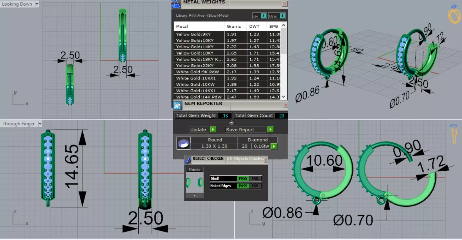 Two-tone Gold Hoop stl 3dm Earring with Diamonds Model gl0025 3D print model_0