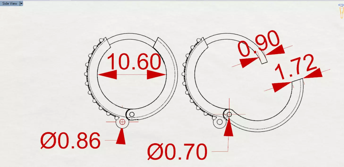 Two-tone Gold Hoop stl 3dm Earring with Diamonds Model gl0025 3D print model_26