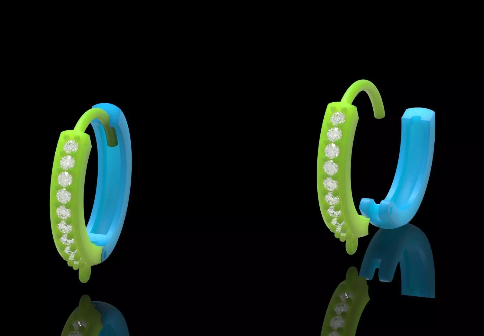 Two-tone Gold Hoop stl 3dm Earring with Diamonds Model gl0025 3D print model_29